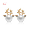 Stud Earrings Christmas Pearl Antlers Earrings