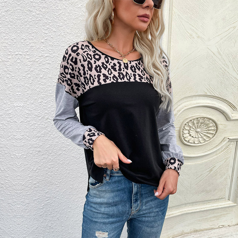 Women's Street Pullover Round Neck Patchwork Sweater