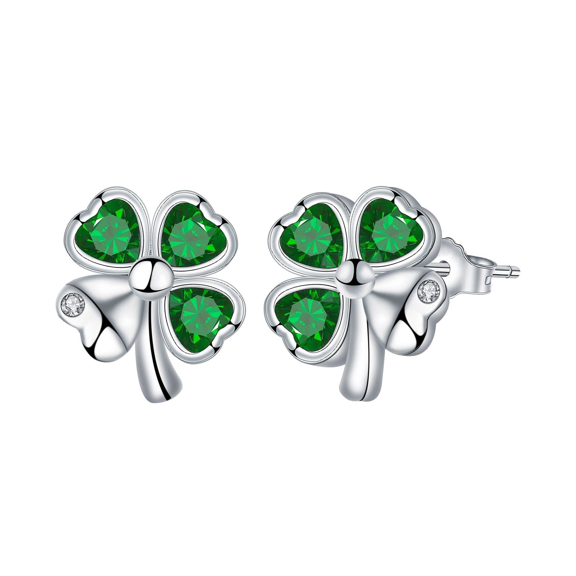 Silver Needle Natural Four-leaf Clover Lucky Earrings Female Gift For Mother's Day
