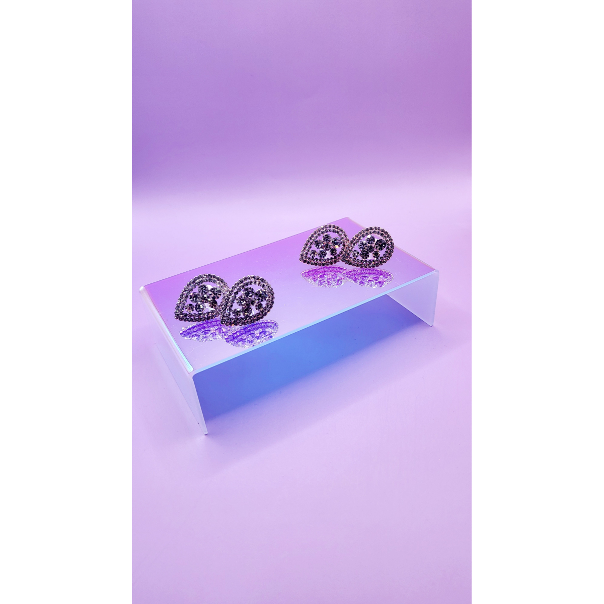 Oval Crystal Non Pierced Clip On Earrings