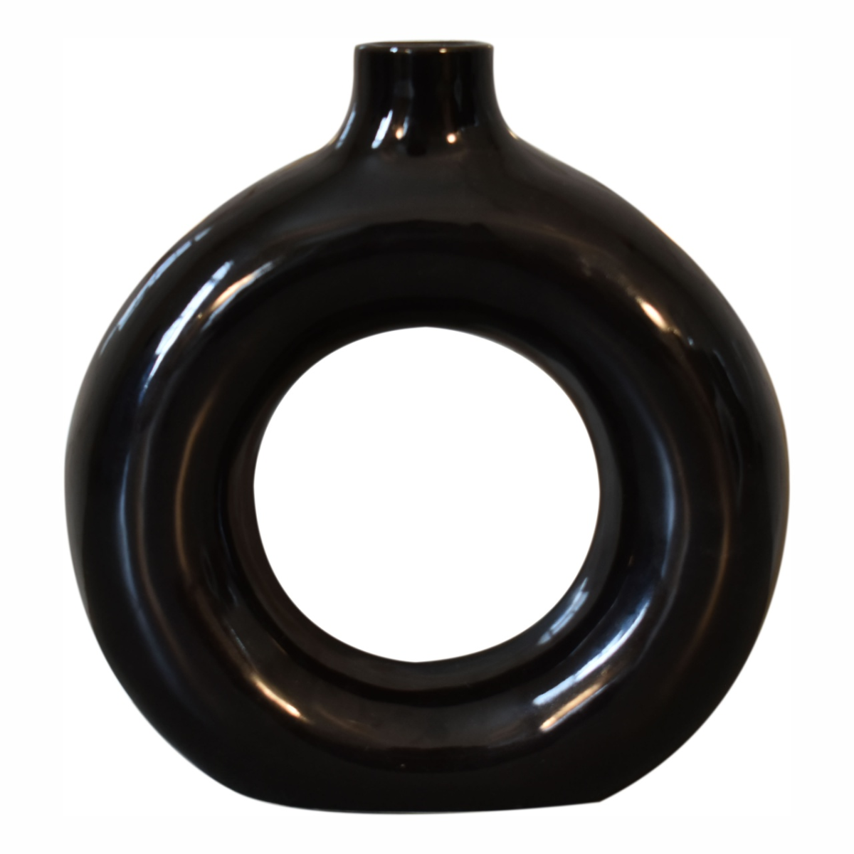 Artisan Furniture Home Decor Accessories - Black & White Gloss Flower Vase