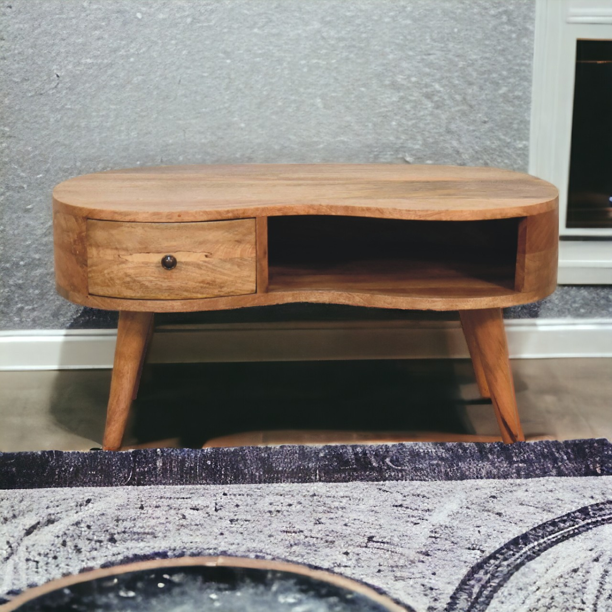 Artisan Furniture Solid Wood Oak-ish Wave Coffee Table