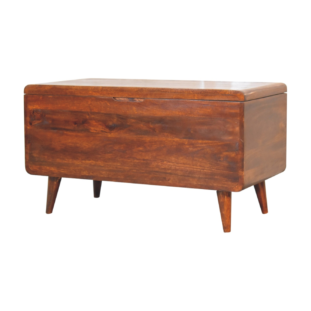 Artisan Furniture Solid Wood Curved Chestnut Lid-up Blanket Box, Brown
