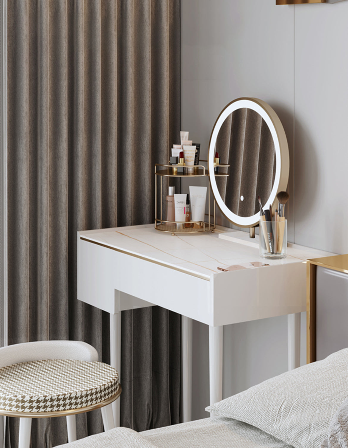 Vanity Dressing Table With LED Mirror, Clearance, Blcak