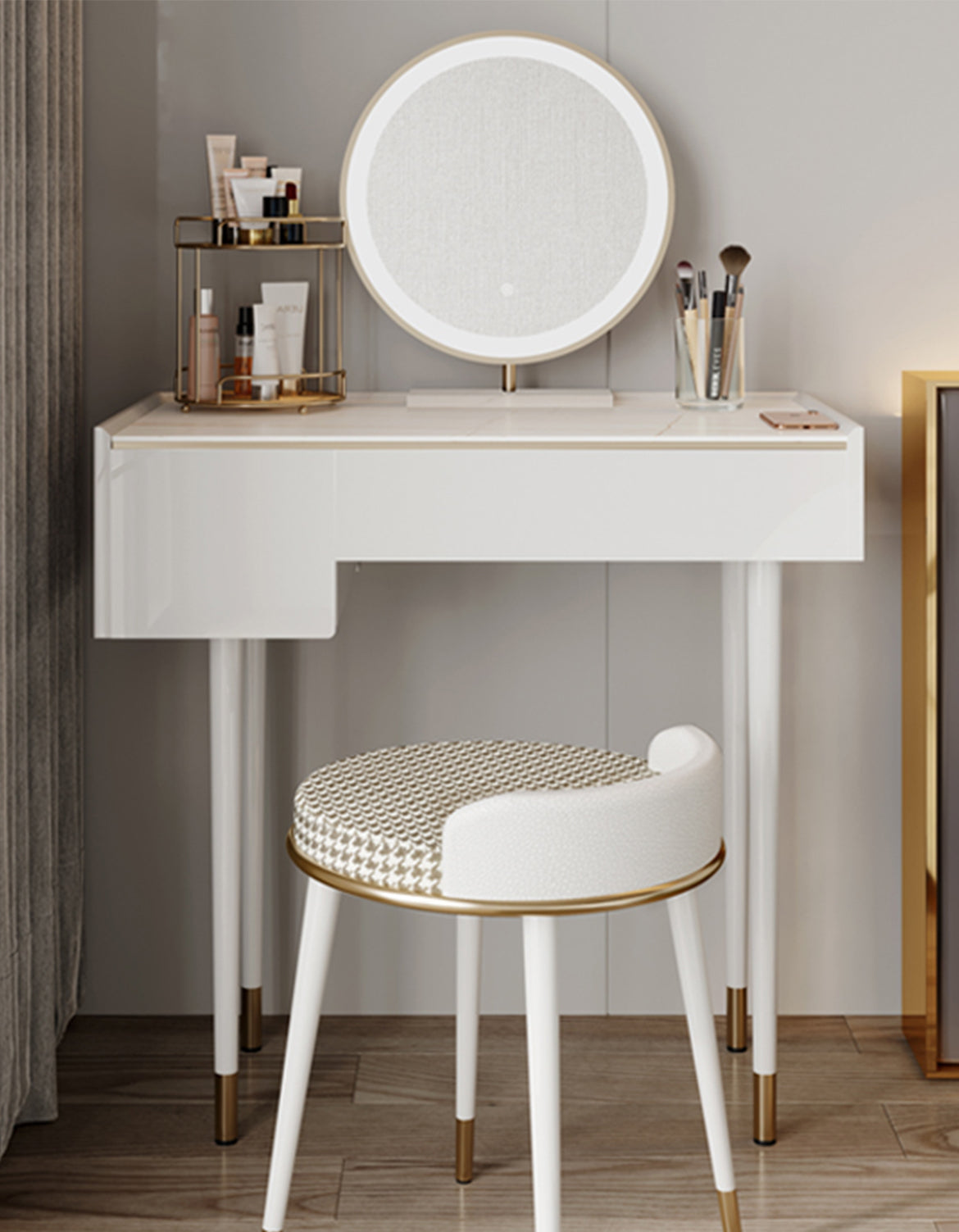 Vanity Dressing Table With LED Mirror, Clearance, Blcak