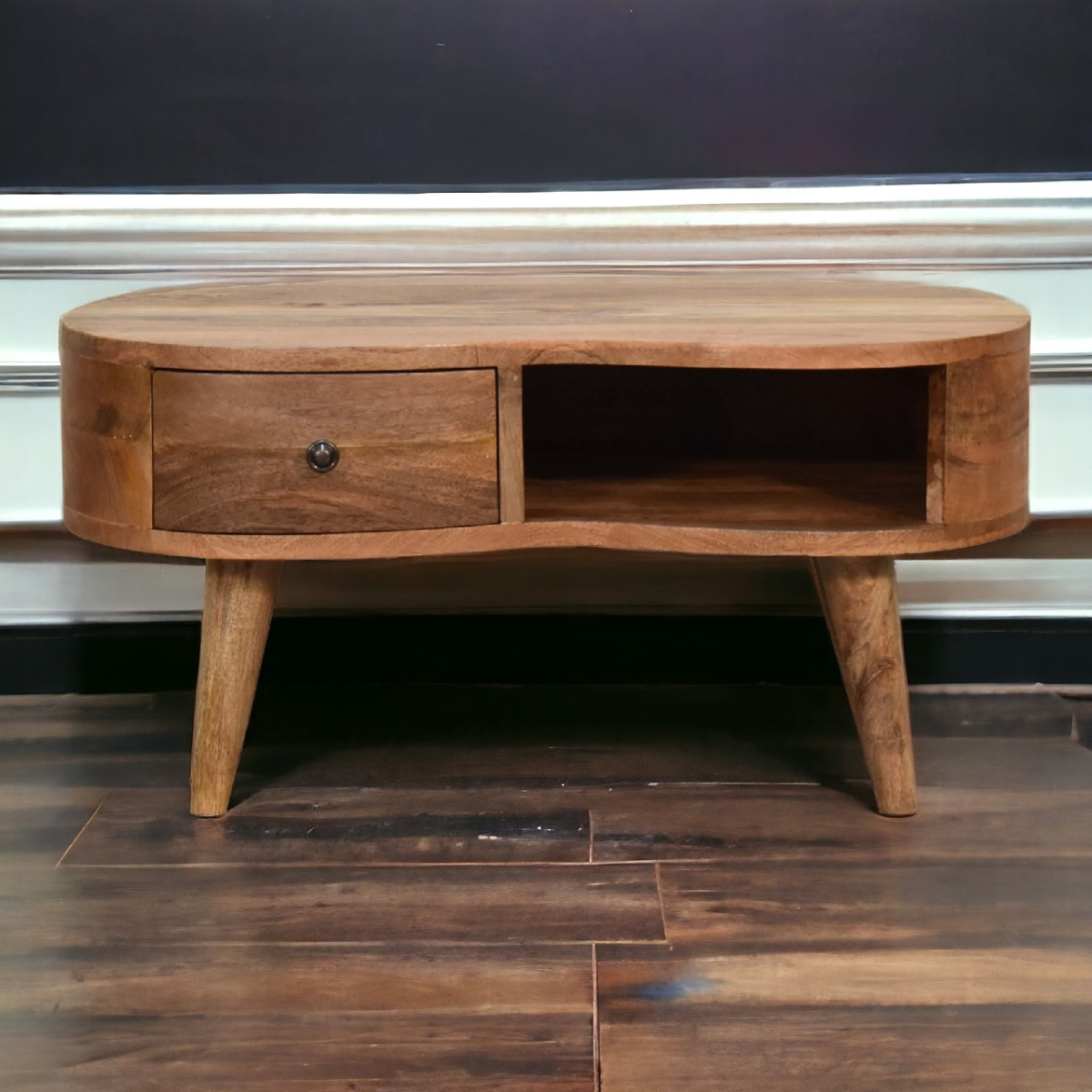 Artisan Furniture Solid Wood Mini Oak-ish Wave Coffee Table