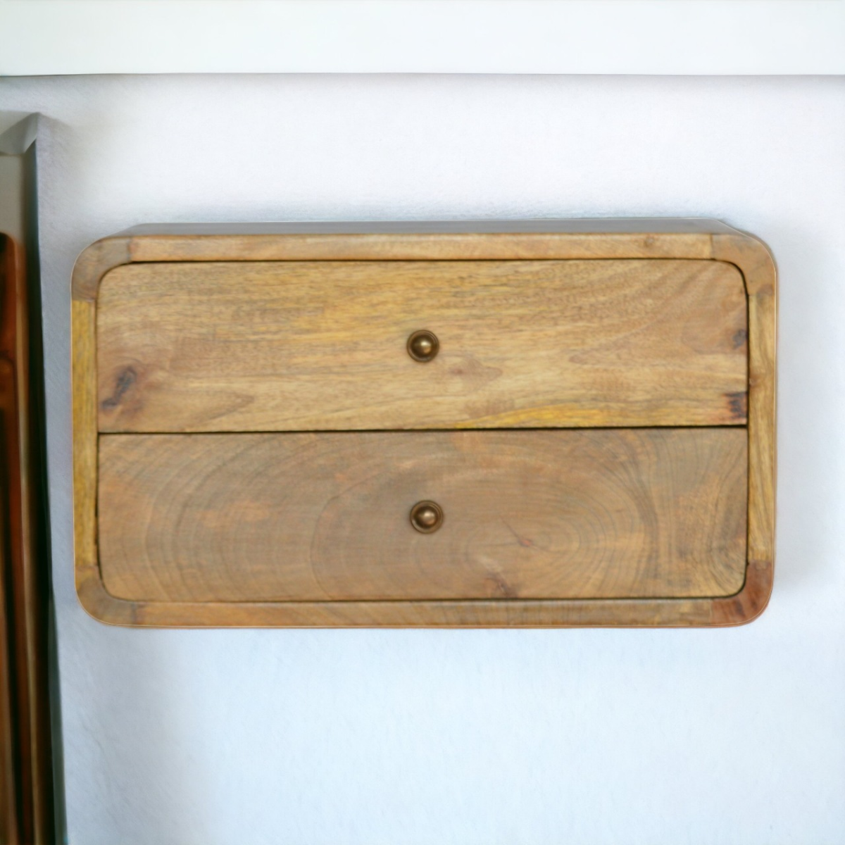 Artisan Furniture Solid Wood Oak-ish 2 Drawer Floating Bedside