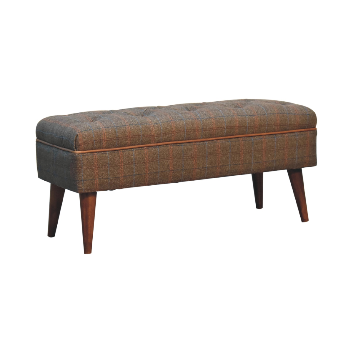 Artisan Furniture Solid Wood Multi Tweed Buffalo Pipe Bench