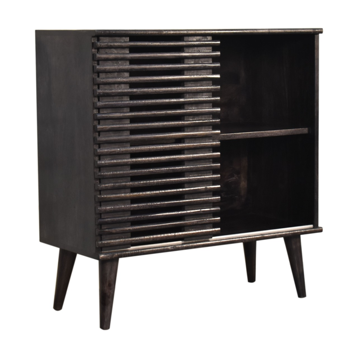 Artisan Furniture Solid Wood Kobe Cabinet, Black, Sliding Door and 2 Drawers