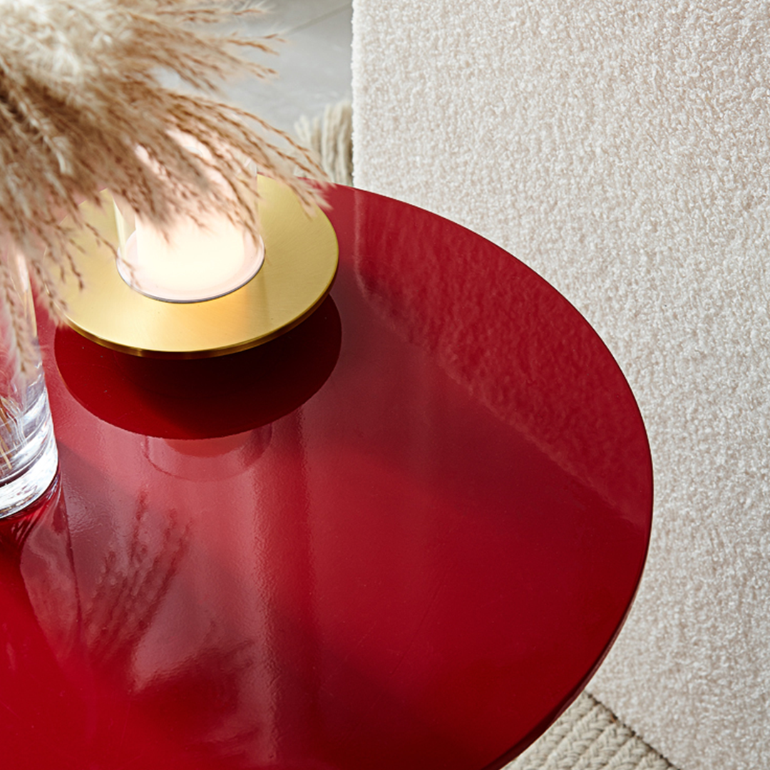 Melpomene Round Side Table, Red