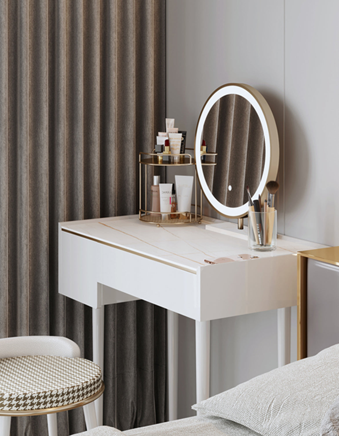 Vanity Dressing Table With LED Mirror, Clearance, Blcak