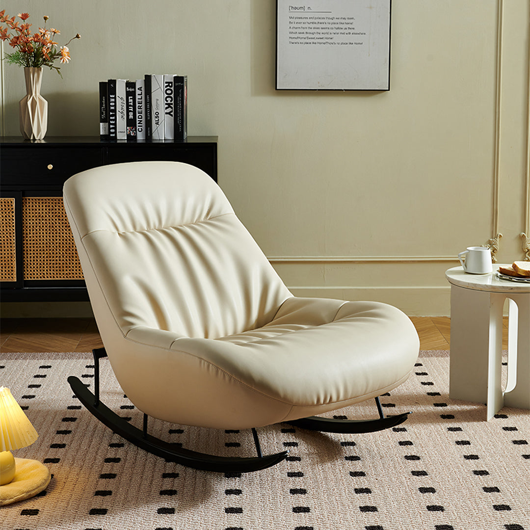 Lutz Rocking Chair With Footstool, Leather
