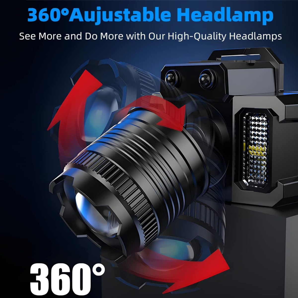2 Pack 5-Modes LED Headlamp Motion Sensor Headlamp USB Rechargeable Canping Hiking Headlight