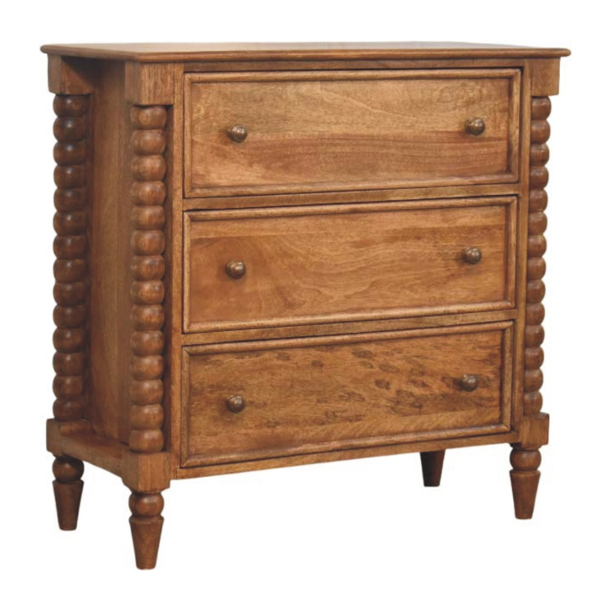 Artisan Furniture Solid Wood Spindle Chest, 3 Drawers, Brown