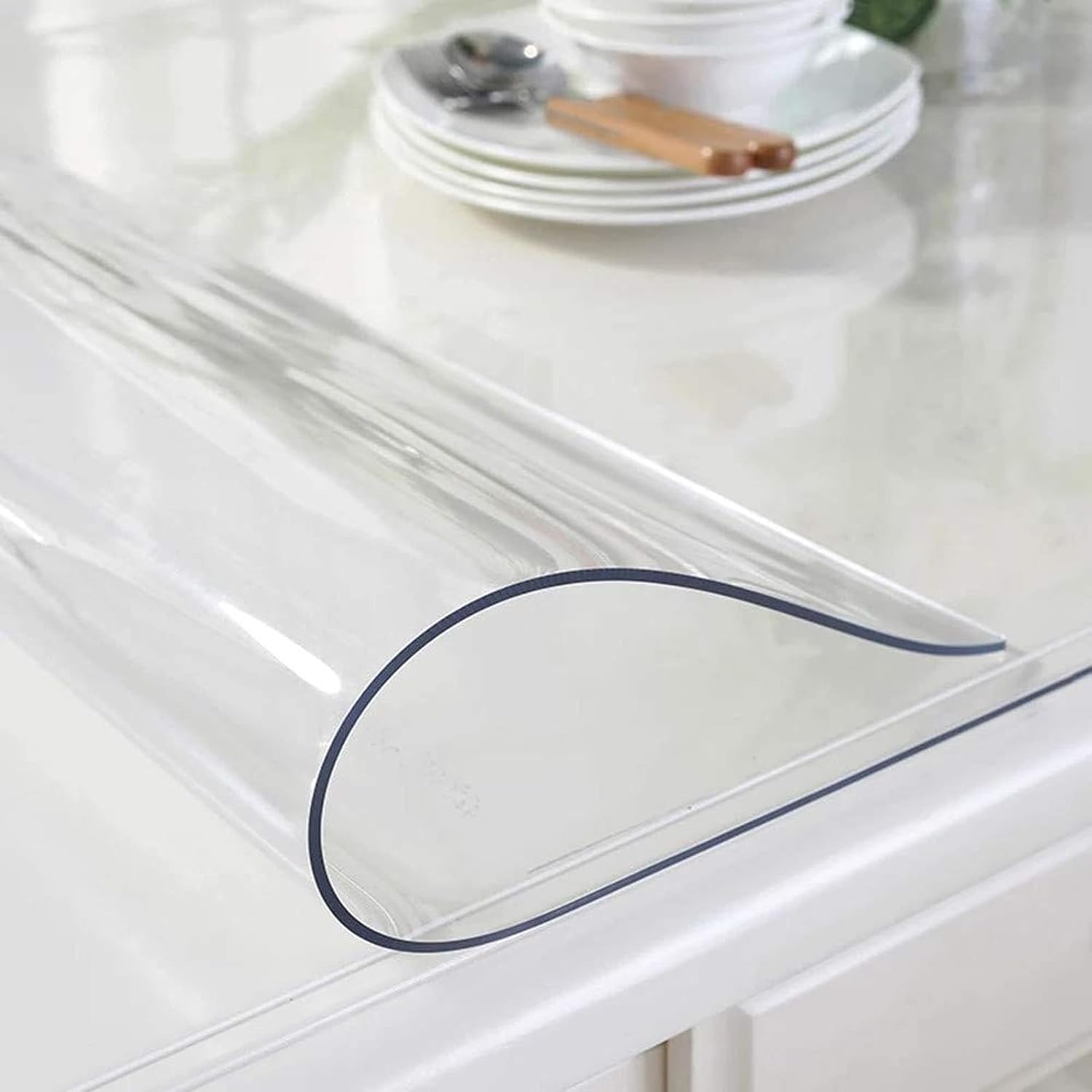Clear PVC Table Cover Protector 100x200cm Waterproof 2mm Thick Easy Cut Nisorpa