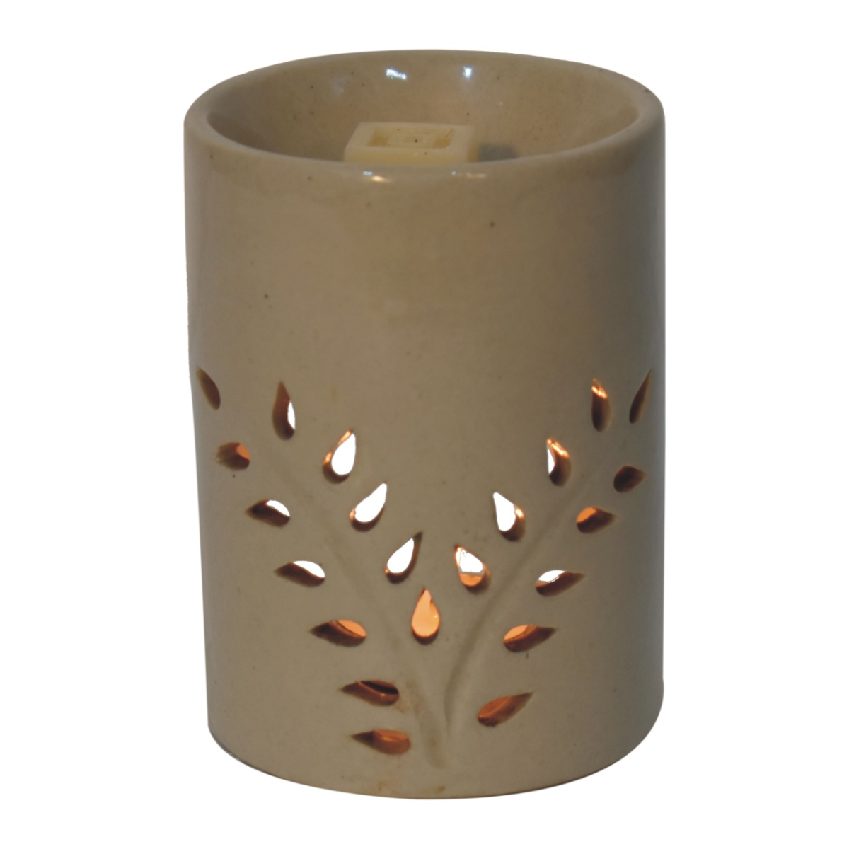 Artisan Furniture Cut-out Leaf Wax Melter Set (Fruit), Light Brown