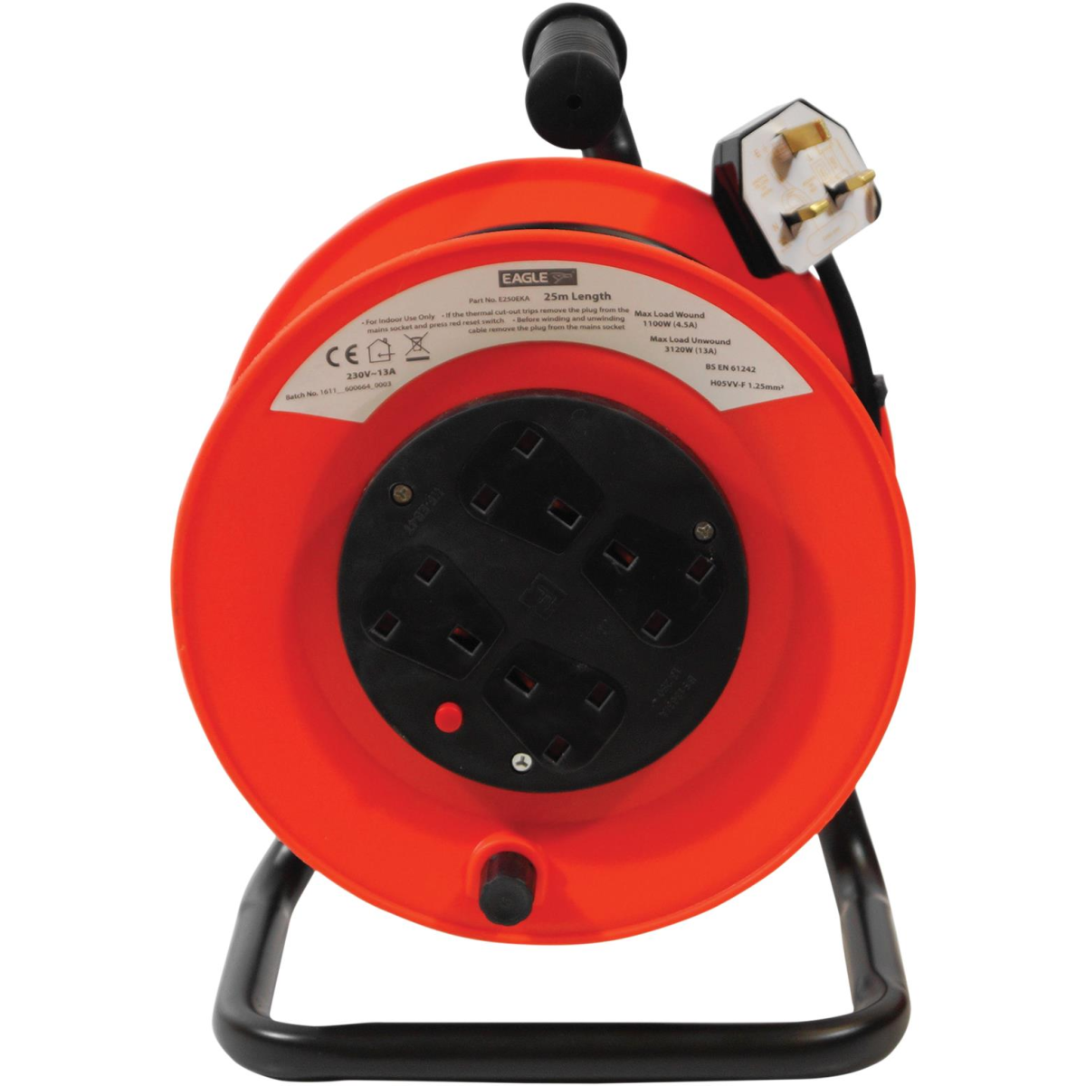 Eagle 4 Socket 25 Meter Extension Reel- E250EKA
