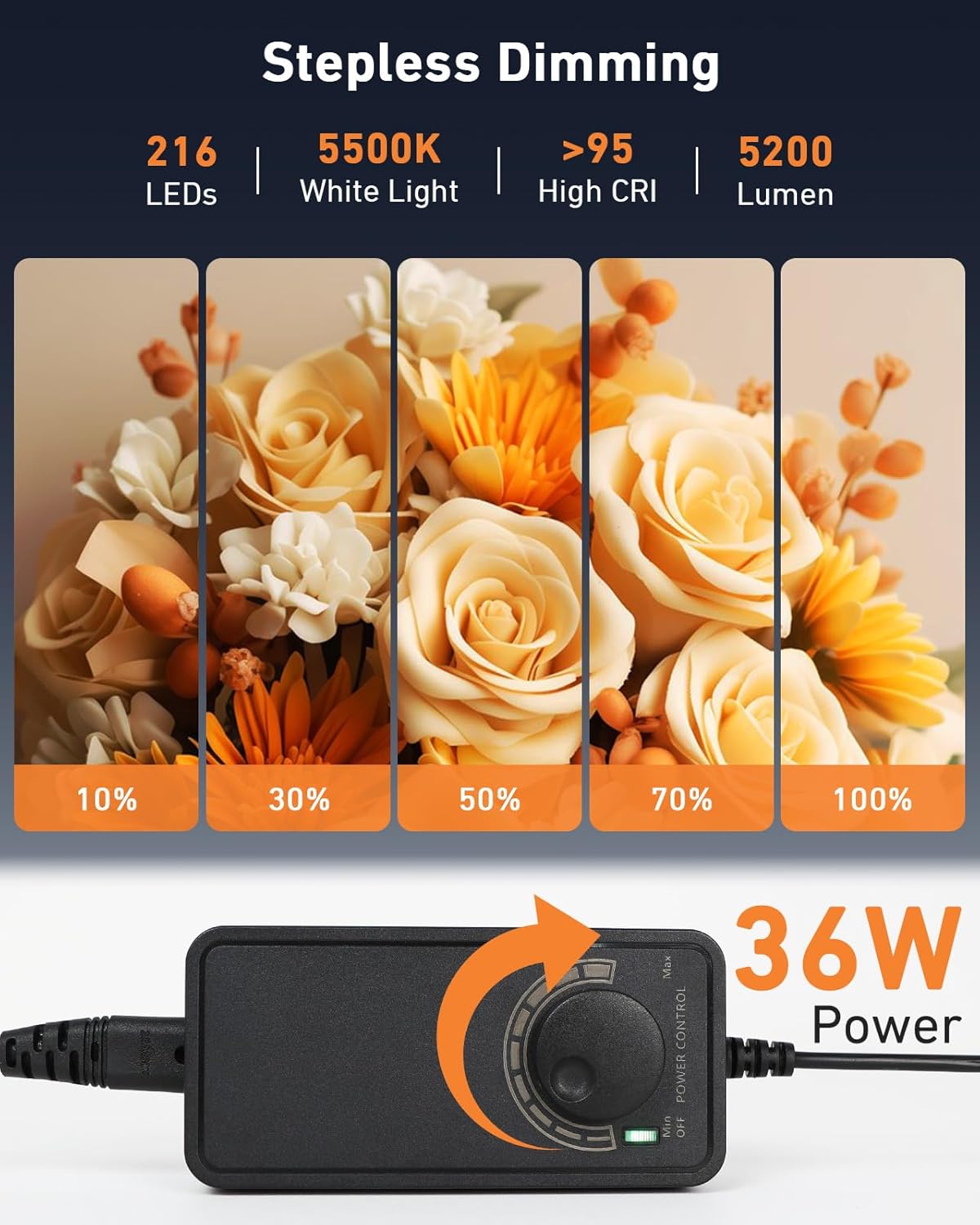 Photography Light Box 60cm 50W Dimmable LED Studio 5600K Backdrops DUCLUS