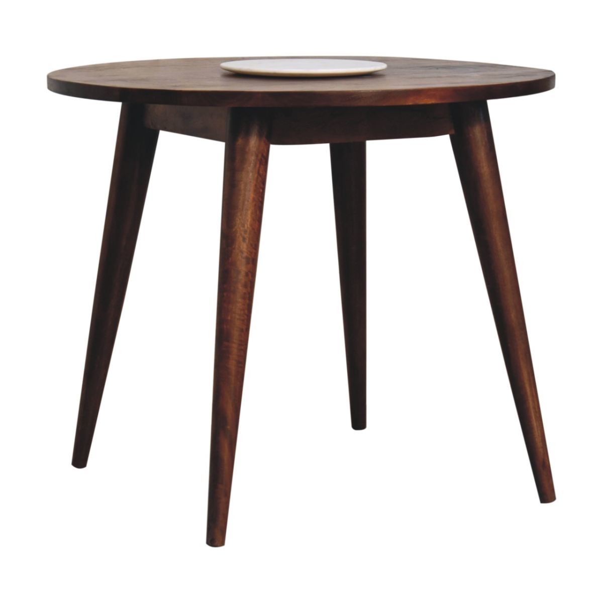 Artisan Furniture Solid Wood Chestnut Round Nordic End Table, Brown