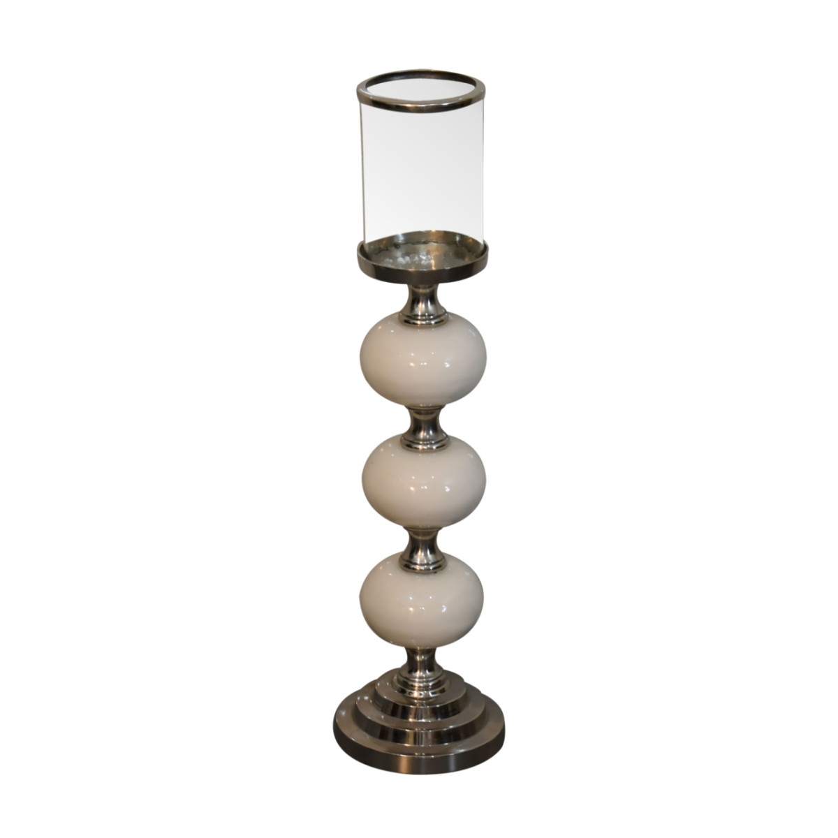 Artisan Furniture Chrome Bubble Candle Holder Set, Blue and White