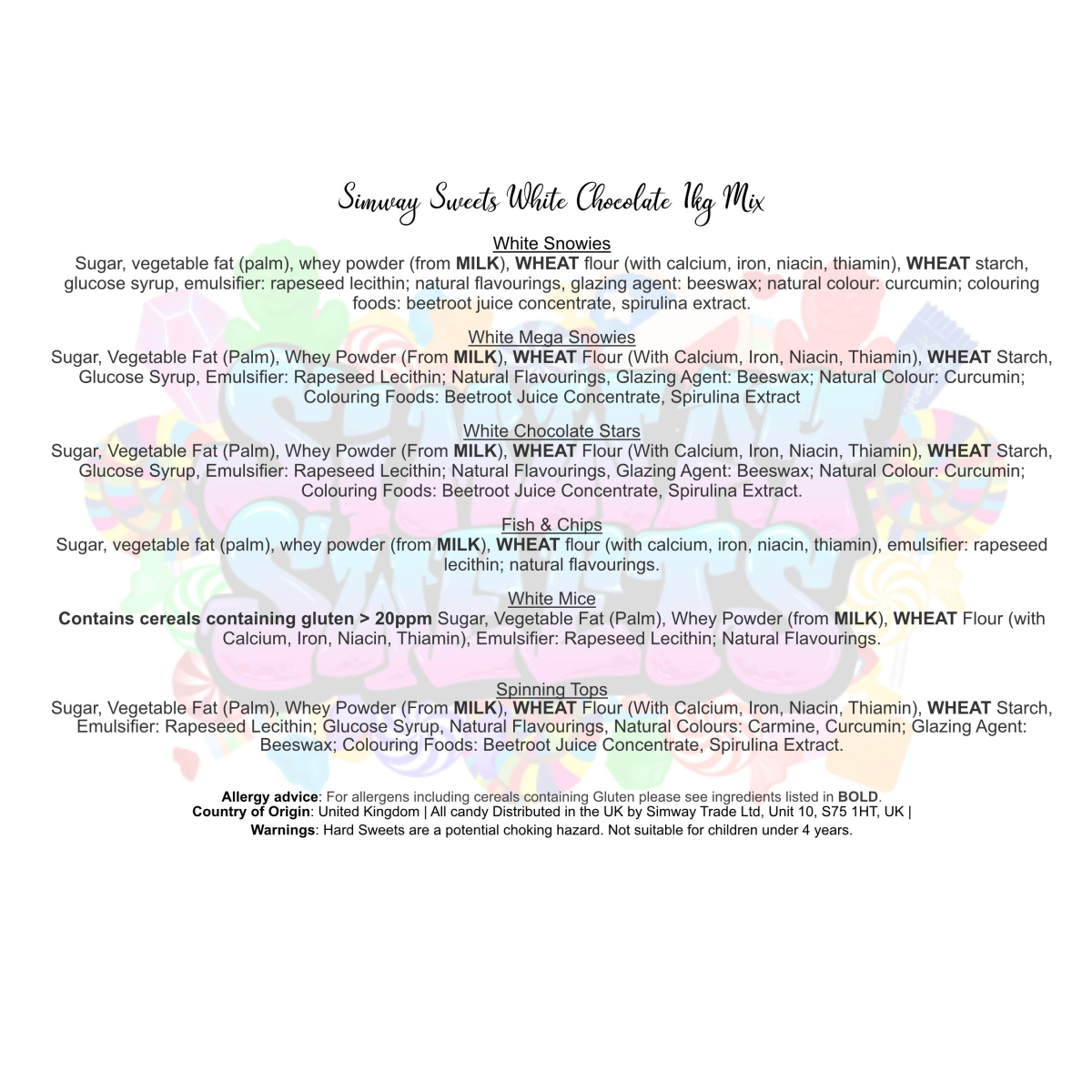 White Chocolate 1KG Pick 'n' Mix Bag Sweets