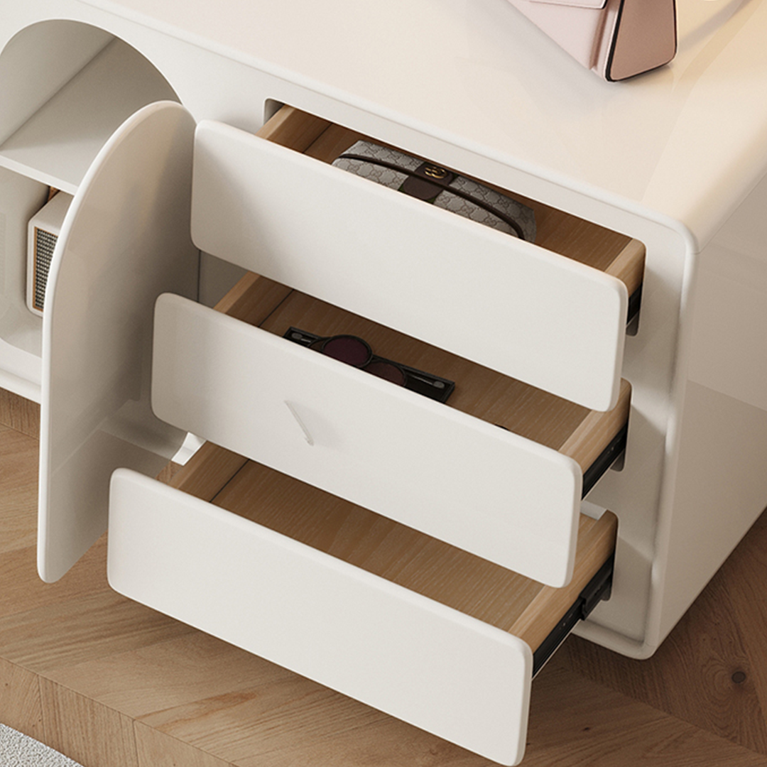 Zenith Dressing Table With Sideboard & LED Mirror, Cream