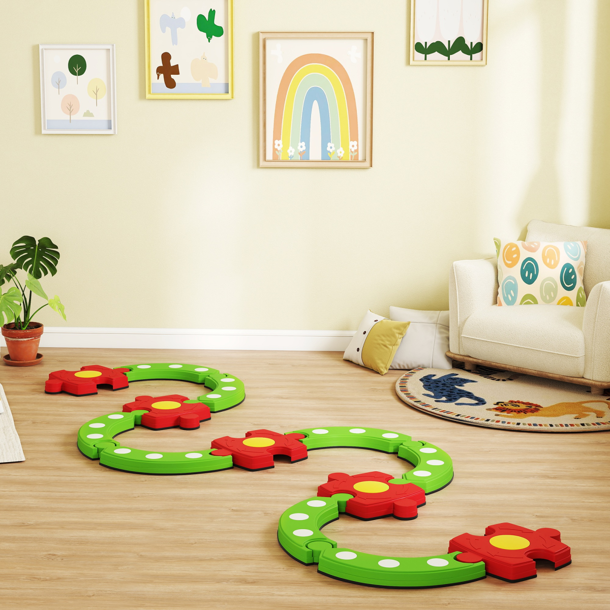 AIYAPLAY Kids Stepping Stones Balance Beam, Outdoor Indoor Sensory Toy Green