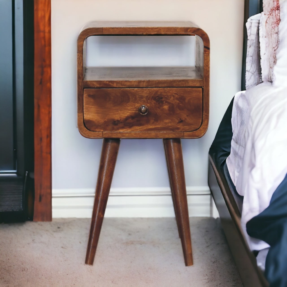 Artisan Furniture Solid Wood Mini Chestnut Curve Open Bedside