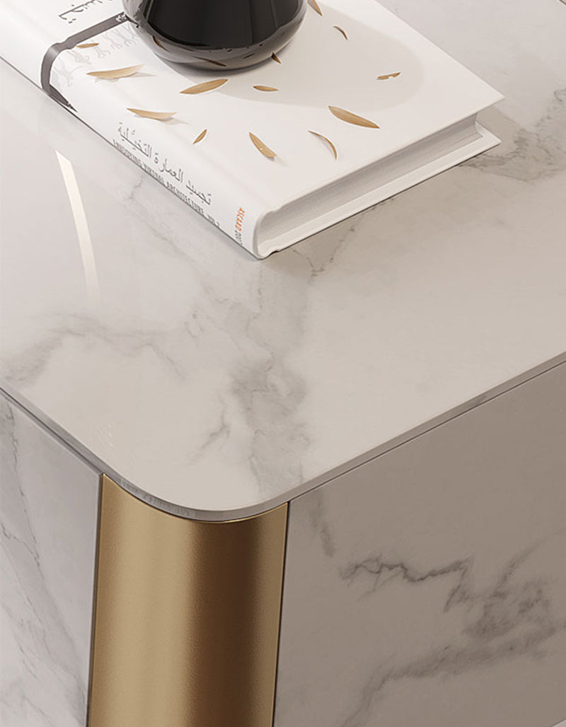 Blakely Dressing Table, Gold Leg& Marble Effect