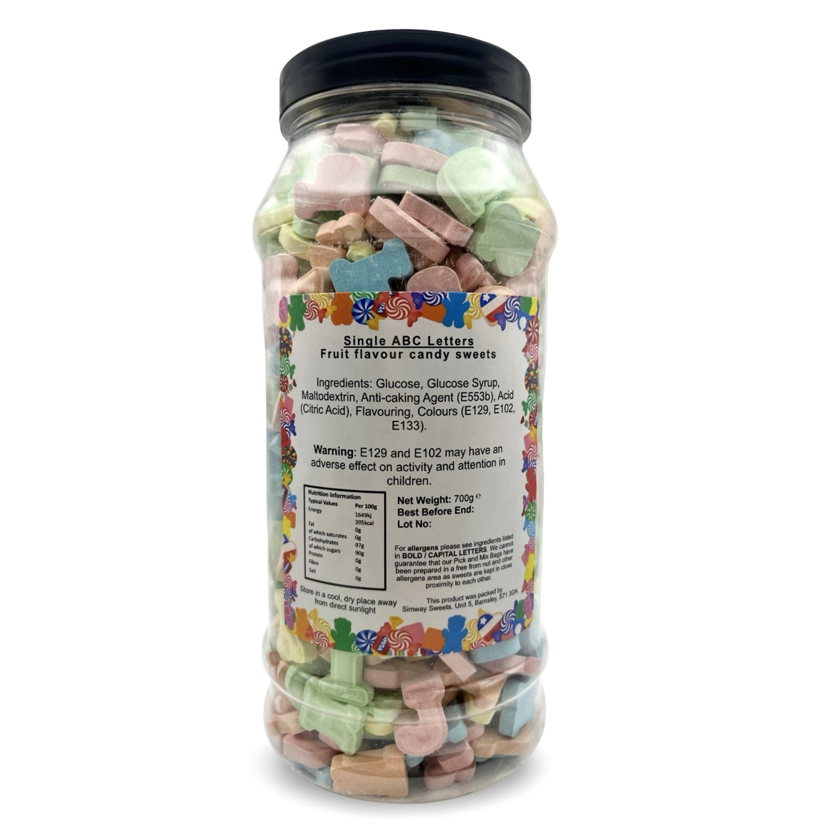 ABC Letters Chalky Alphabet Sweets Gift Jar - 700g