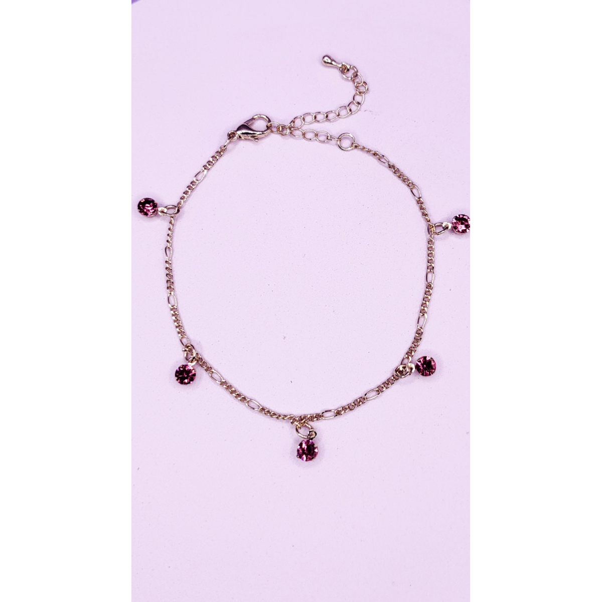 Pink Crystal Charm Anklet