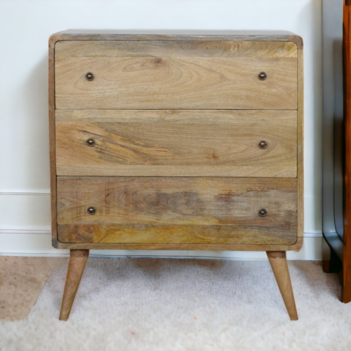 Artisan Furniture Solid Wood Curved Oak-ish Chest