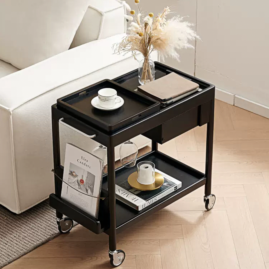 Orion With Magazine Rack Side Table With Trolleys