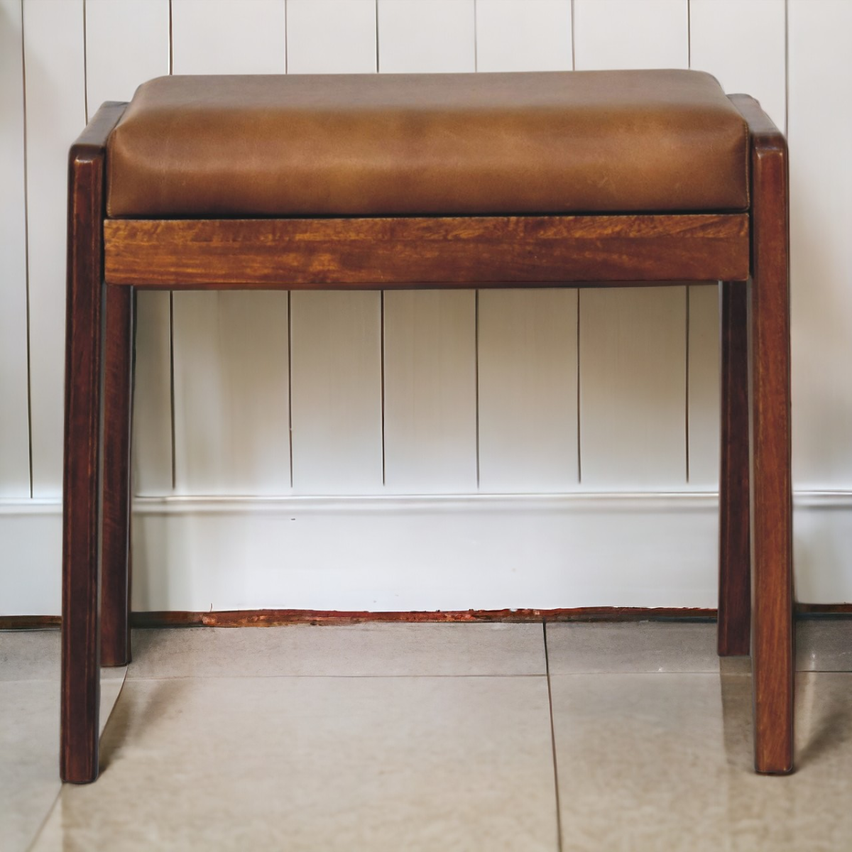 Artisan Furniture Solid Mango Wood Buffalo Hallway Footstool