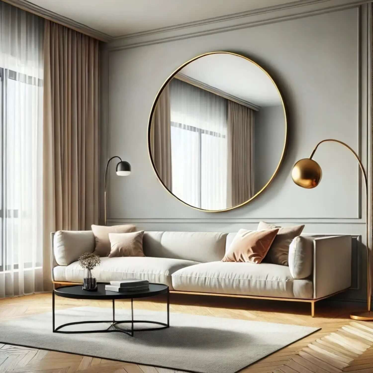 Rei- Extra Large Round Gold Metal Circle Mirror - 120cm x 120cm