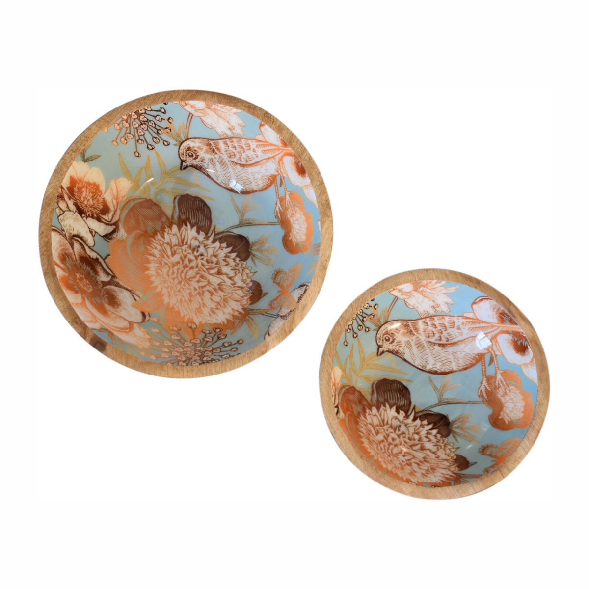 Artisan Furniture Serveware - Floral Bird Bowl Set of 2
