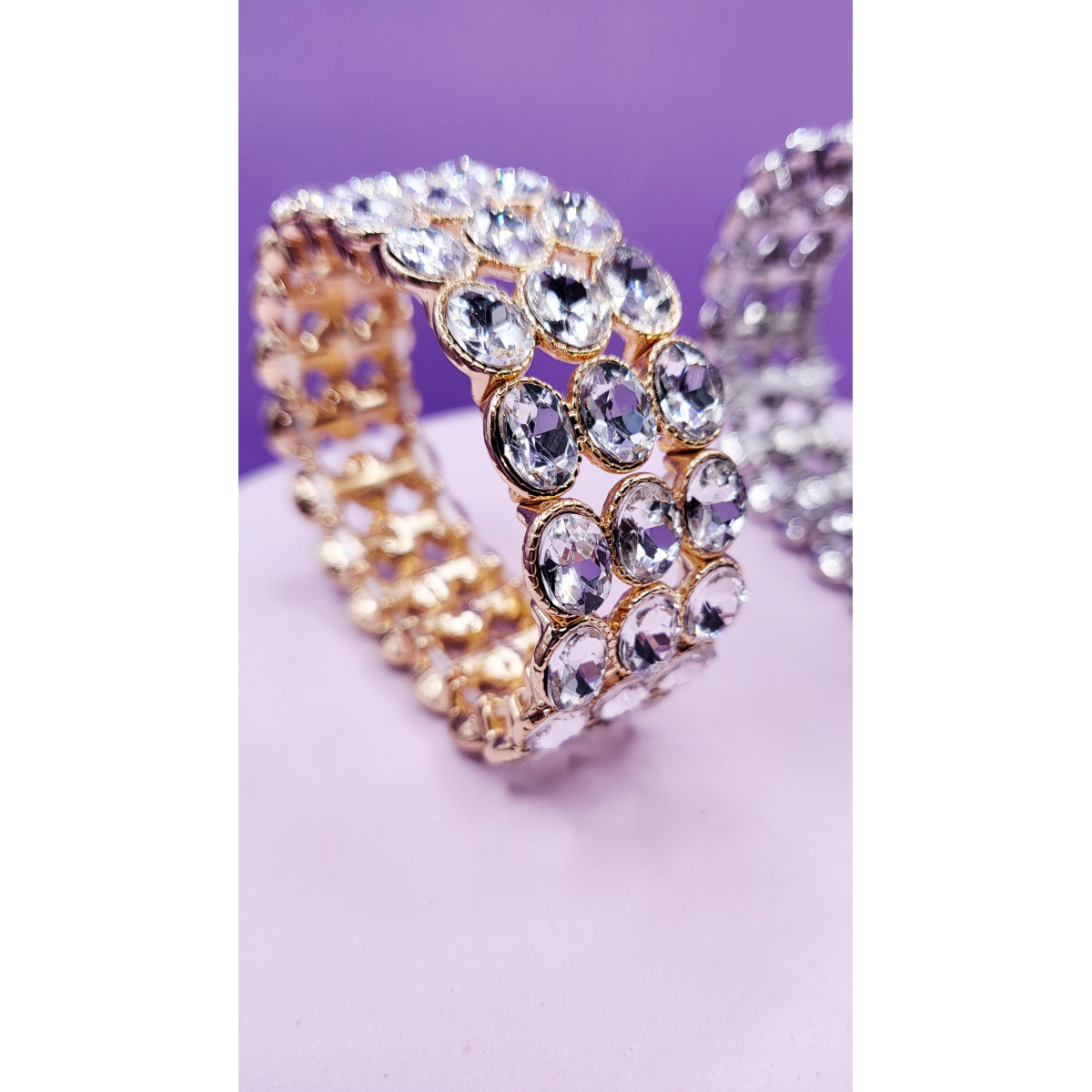 Oval Triple Row Crystal Bracelet