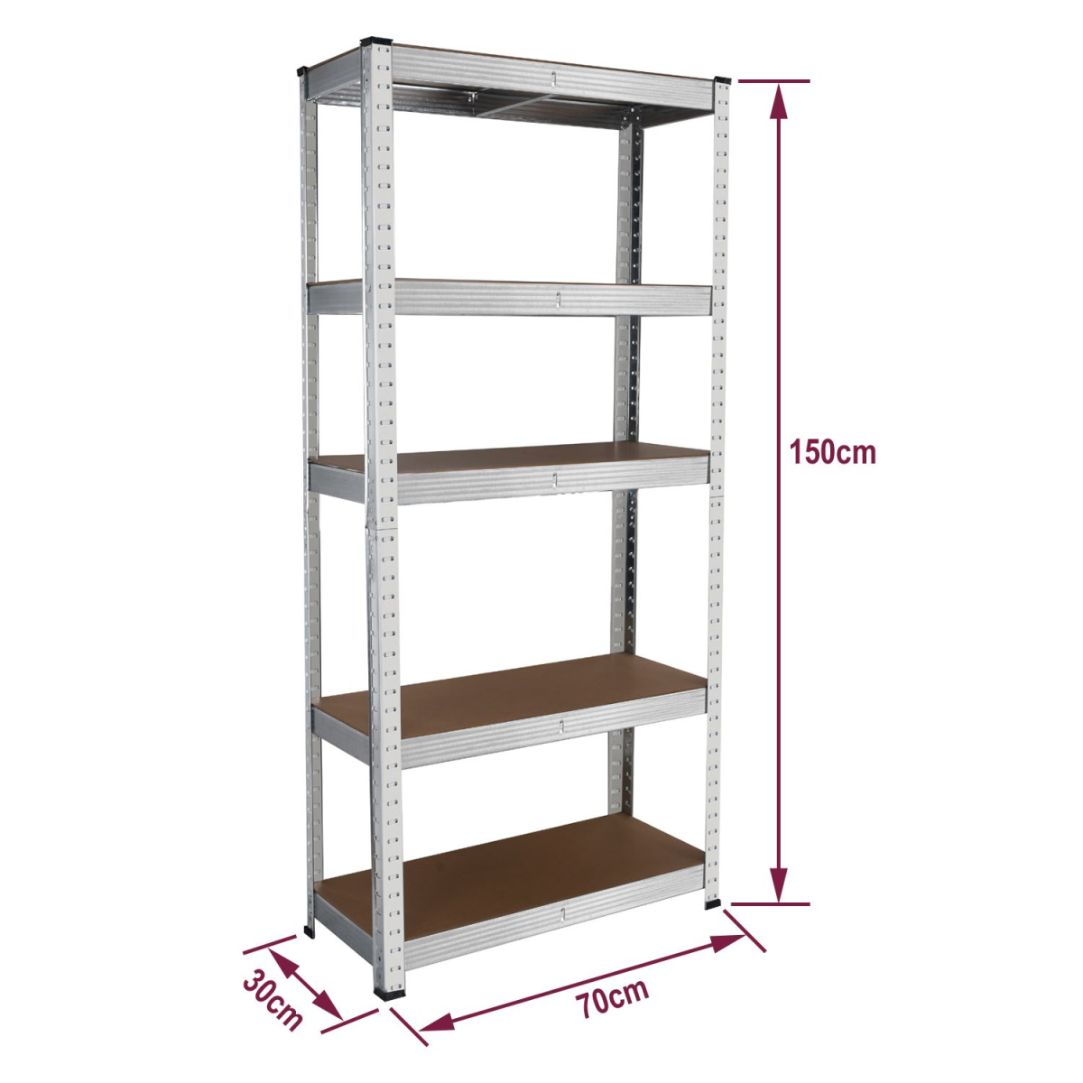 2x Heavy Duty Steel & MDF 5 Tier Galvanized Racking Shelf