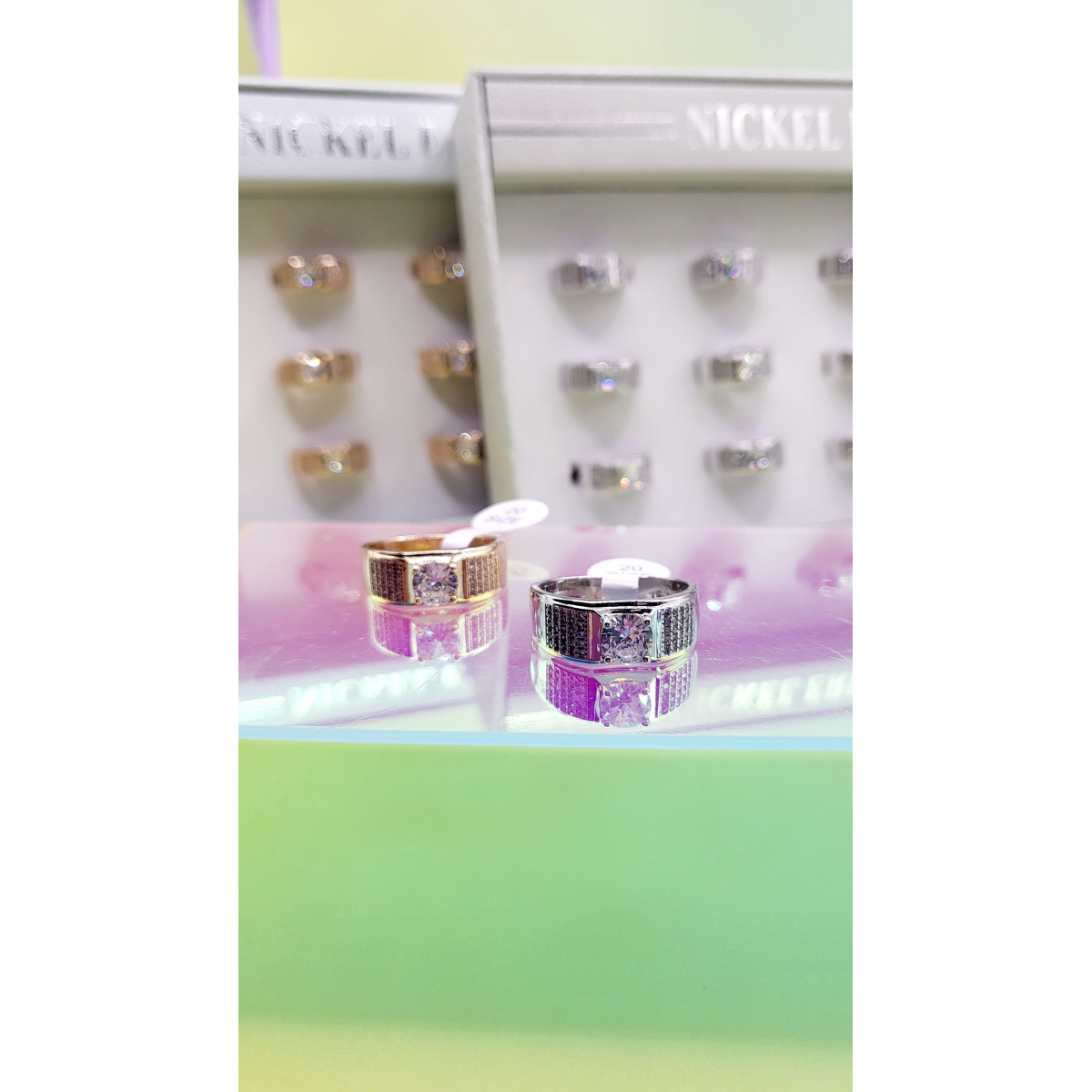 Men's Iced Out Crystal Box Set of 12 Rings