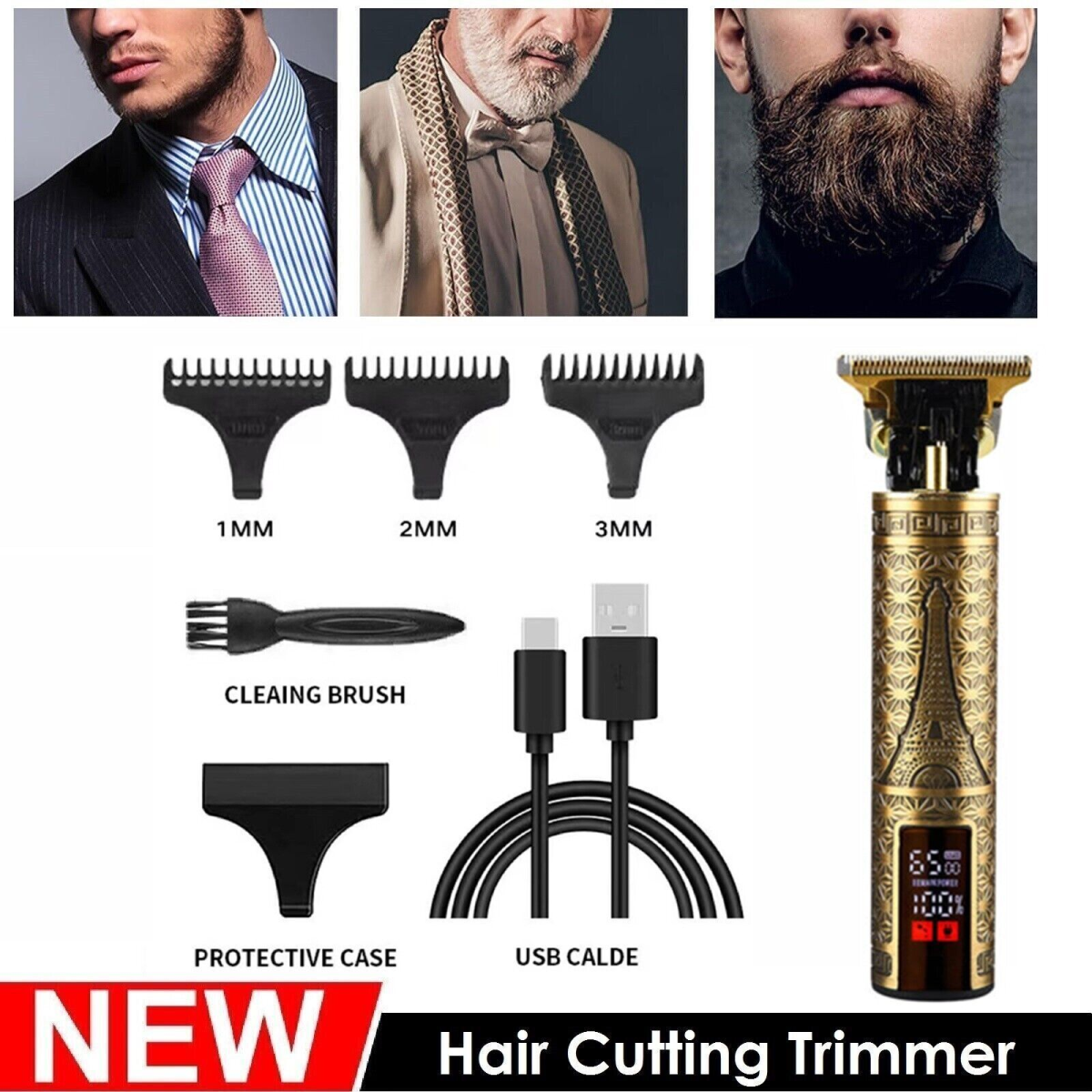 LCD Professional Hair Clippers Beard Trimmer Men Hair Cutting Cordless Barber Shaving Machine
