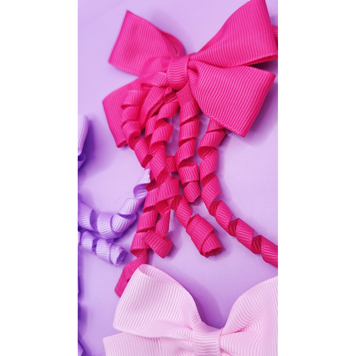 Pastel Curly Hair Bow Tassel Clip Slide Pack of 24