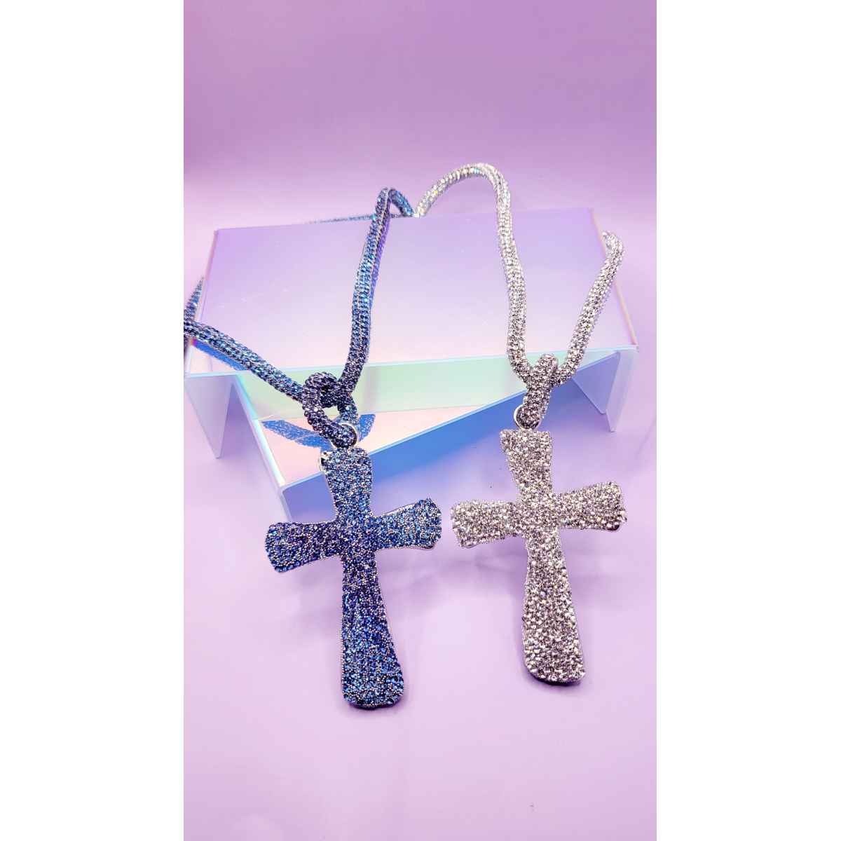 Iced Crystal Cross Necklace