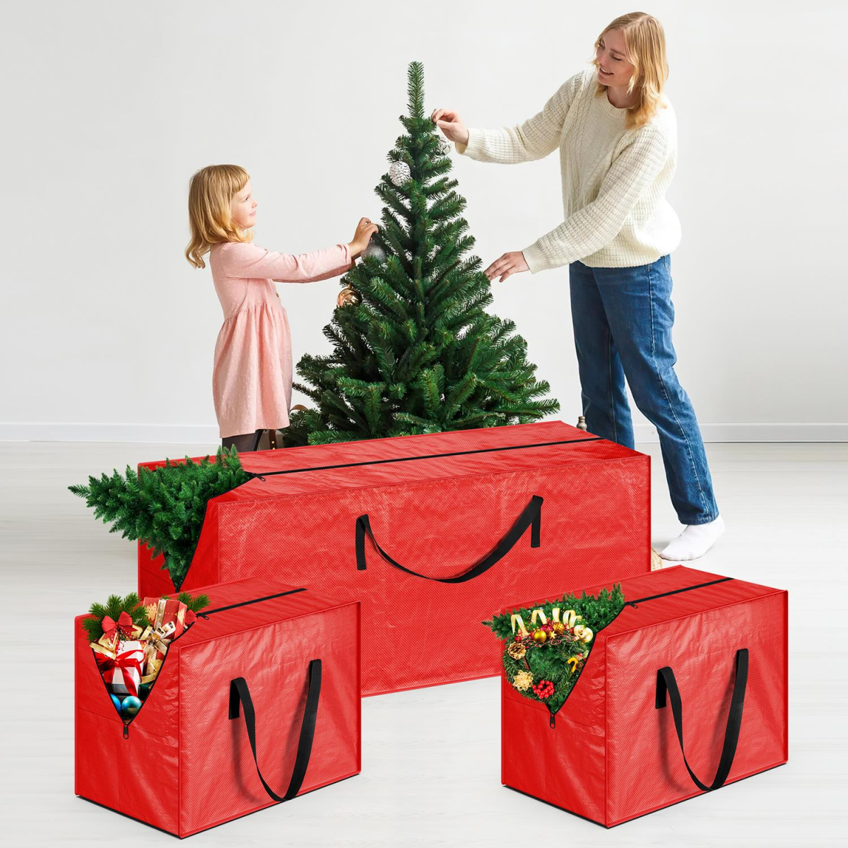 VINSANI 3pc RED XMAS STORAGE BAGS 1010449