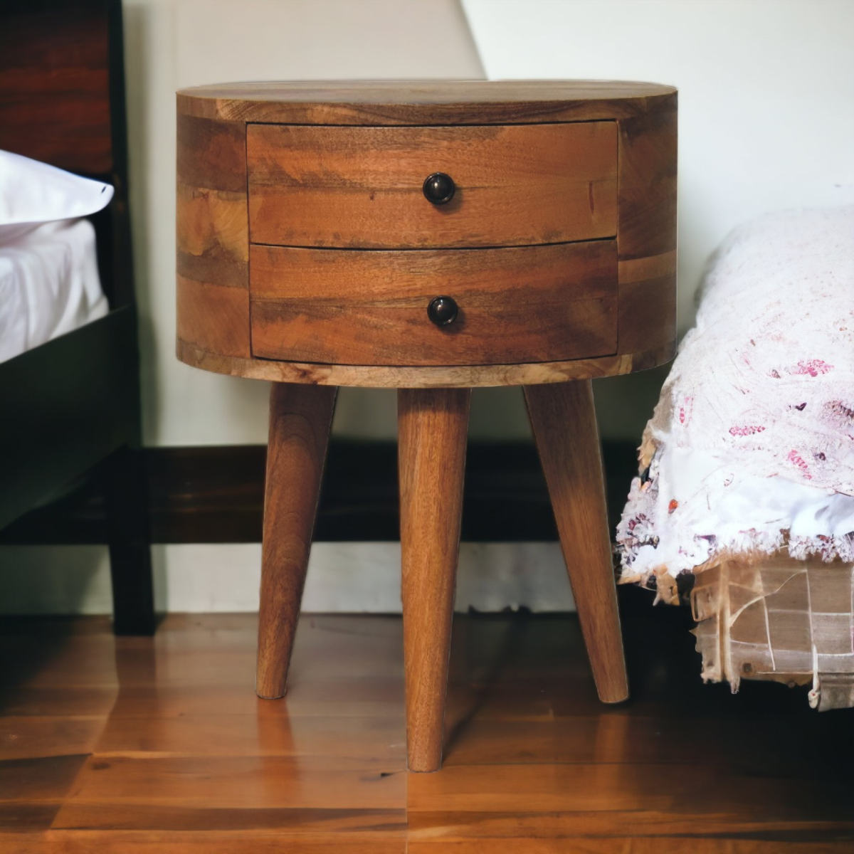 Artisan Furniture Solid Wood Odyssey Oak-ish Tripod Bedside