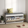 HOMCOM Shoe Storage Bench with Seat Cushion Cabinet Organizer with 2 Drawers