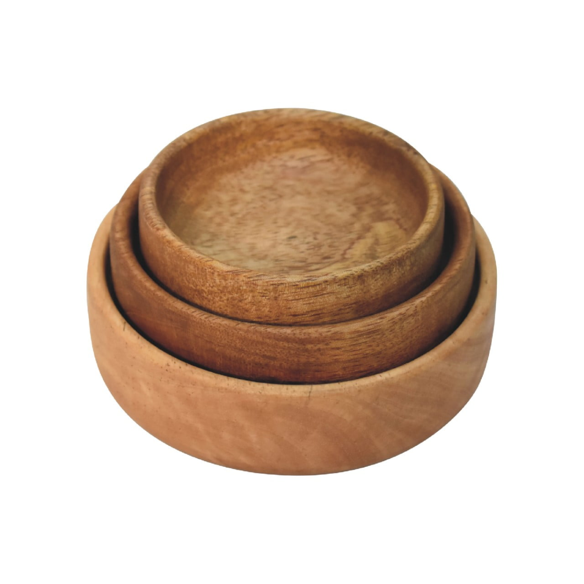 Artisan Furniture Serveware - Solid Wood Fruit Bowl Set of 3, Light Brown