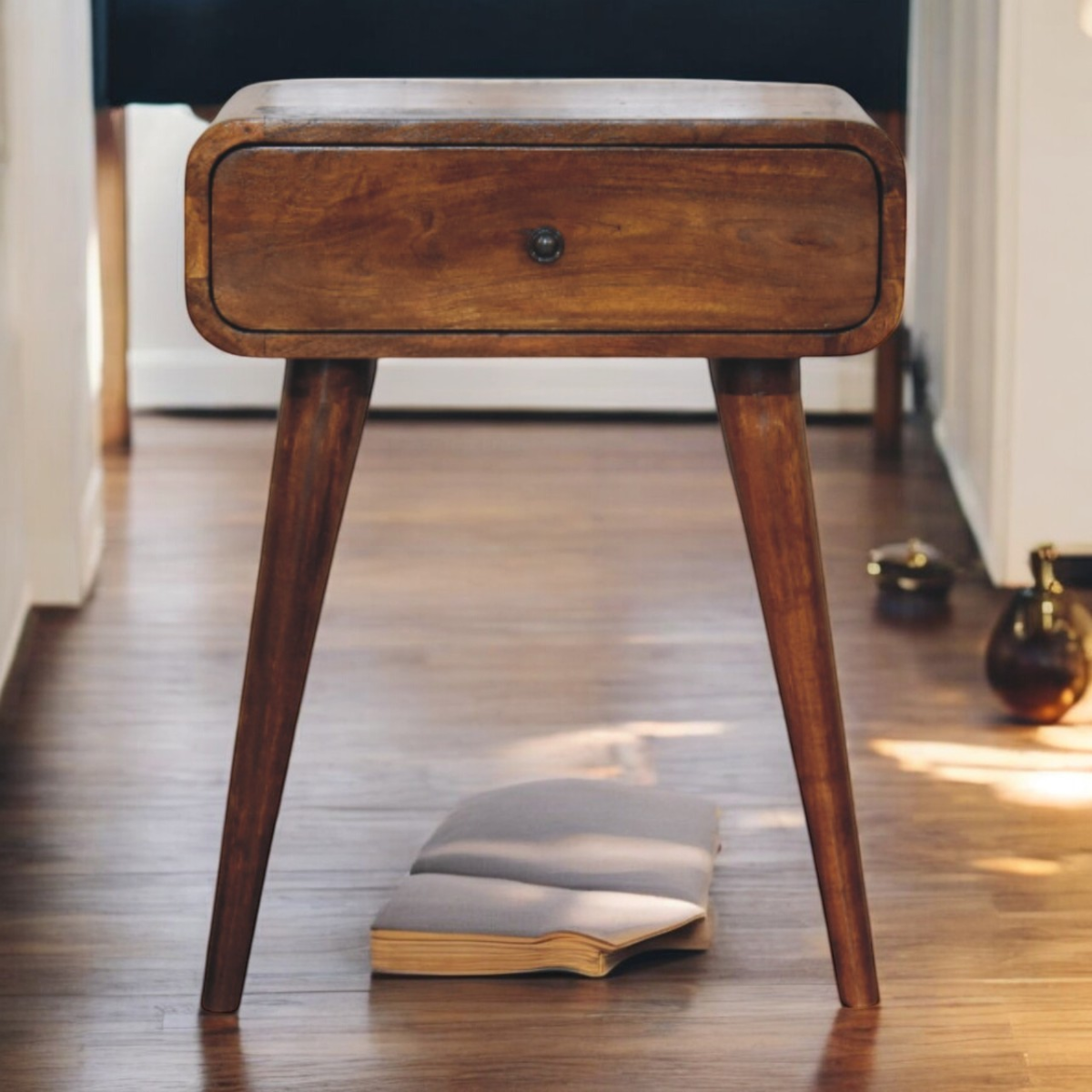 Artisan Furniture Solid Wood Avora Chestnut Nightstand with 1 drawer