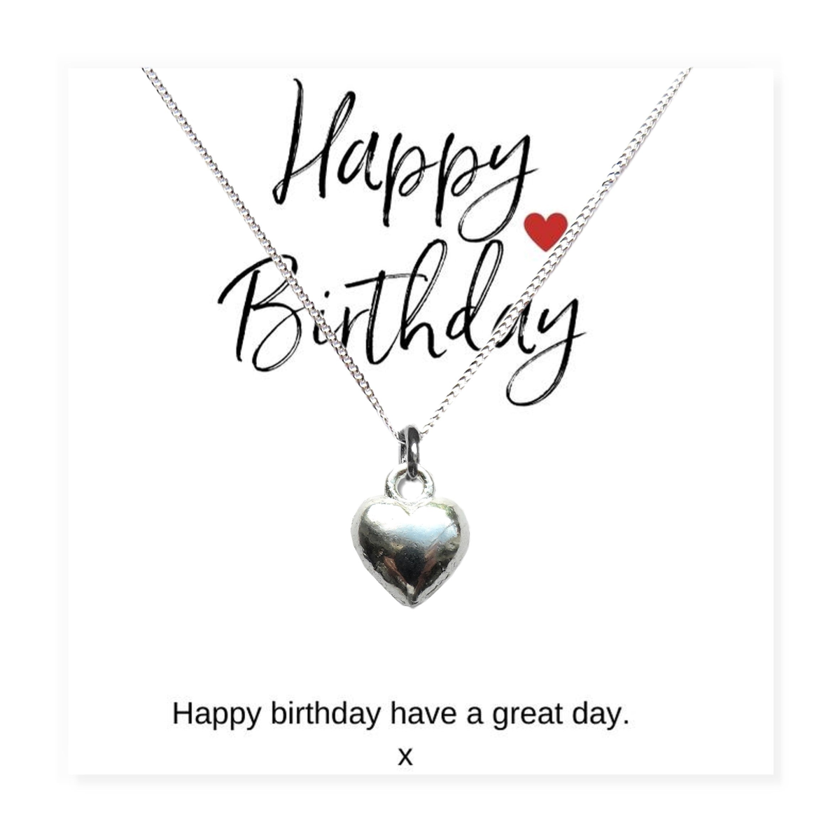 Happy Birthday Mini Gift Hamper with Silver Heart Necklace | Letter Box Gift For Her | Unique Gifts For Her Birthday, Thank you or Christmas UK