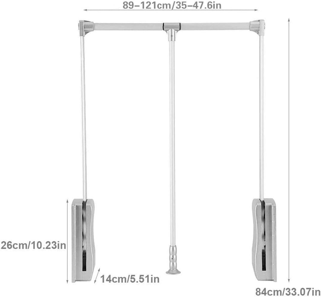 Pull Down Clothes Rail Adjustable 890-1210mm Wardrobe Lift 20KG Nisorpa