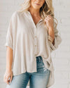 Women's Striped Fashionable Loose-fit Three-quarter-sleeve Shirt
